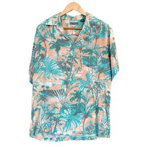 Cabavera Men’s Medium Tropical Print Hawaiian Short Sleeve Button Down Shirt